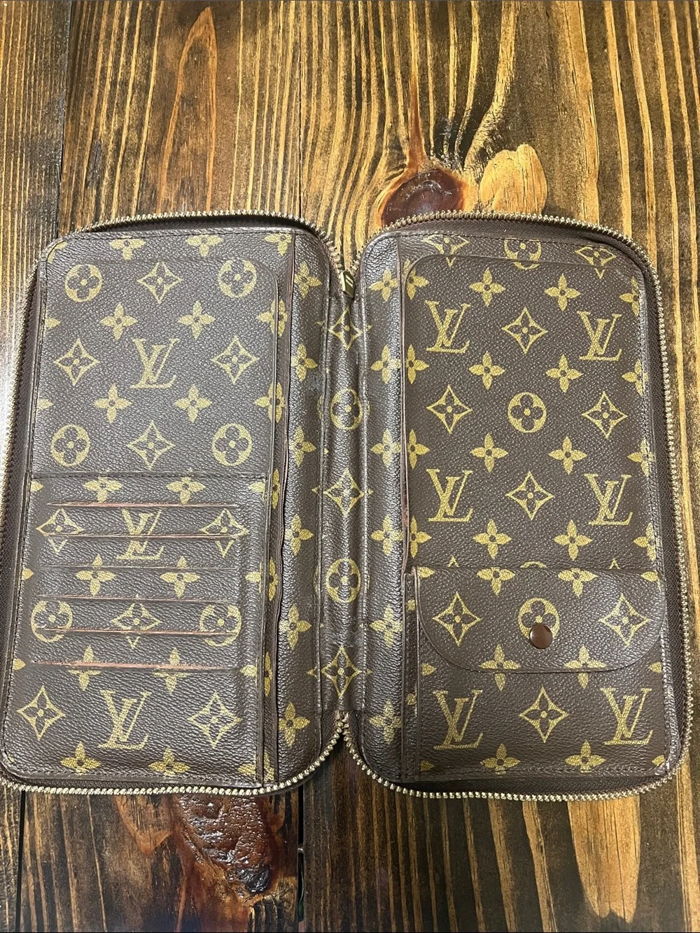 Louis Vuitton Brown Monogram Zip-Around Wallet Organizer